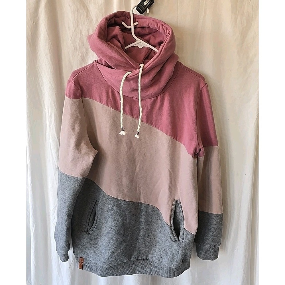 Ampersand Avenue Single Hood Pullover‎ Sweatshirt "Past Curfew" Colorblock Sz XL